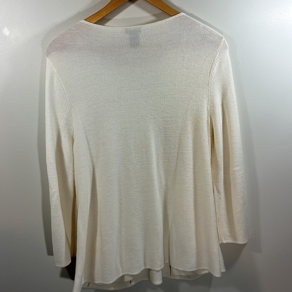 Ann Taylor Loft Large Knit Sweater Cream with pockets Long Sleeve scoop neck - Picture 5 of 6